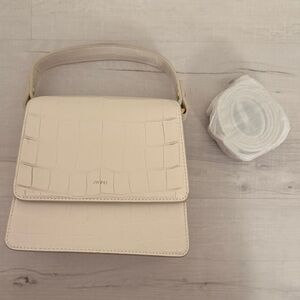 JW PEI Ivory Croc-Embossed Bag with Shoulder Strap